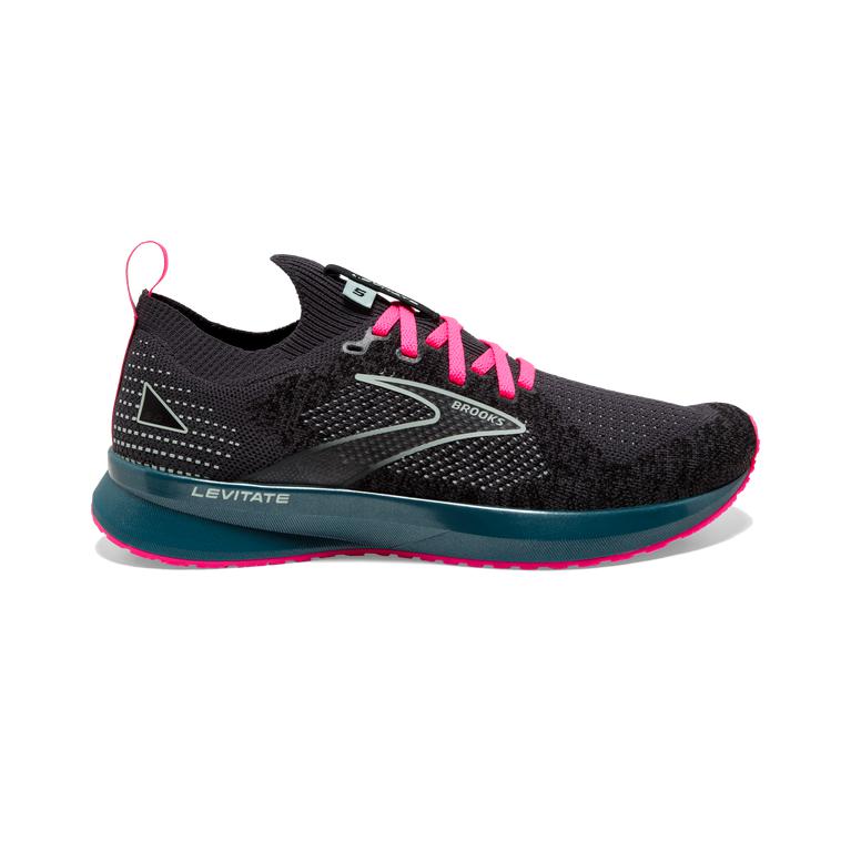 Brooks LEVITATE STEALTHFIT 5 Energy Return Road Running Shoes Womens Outlet - Black/Blue/Pink (PDE79